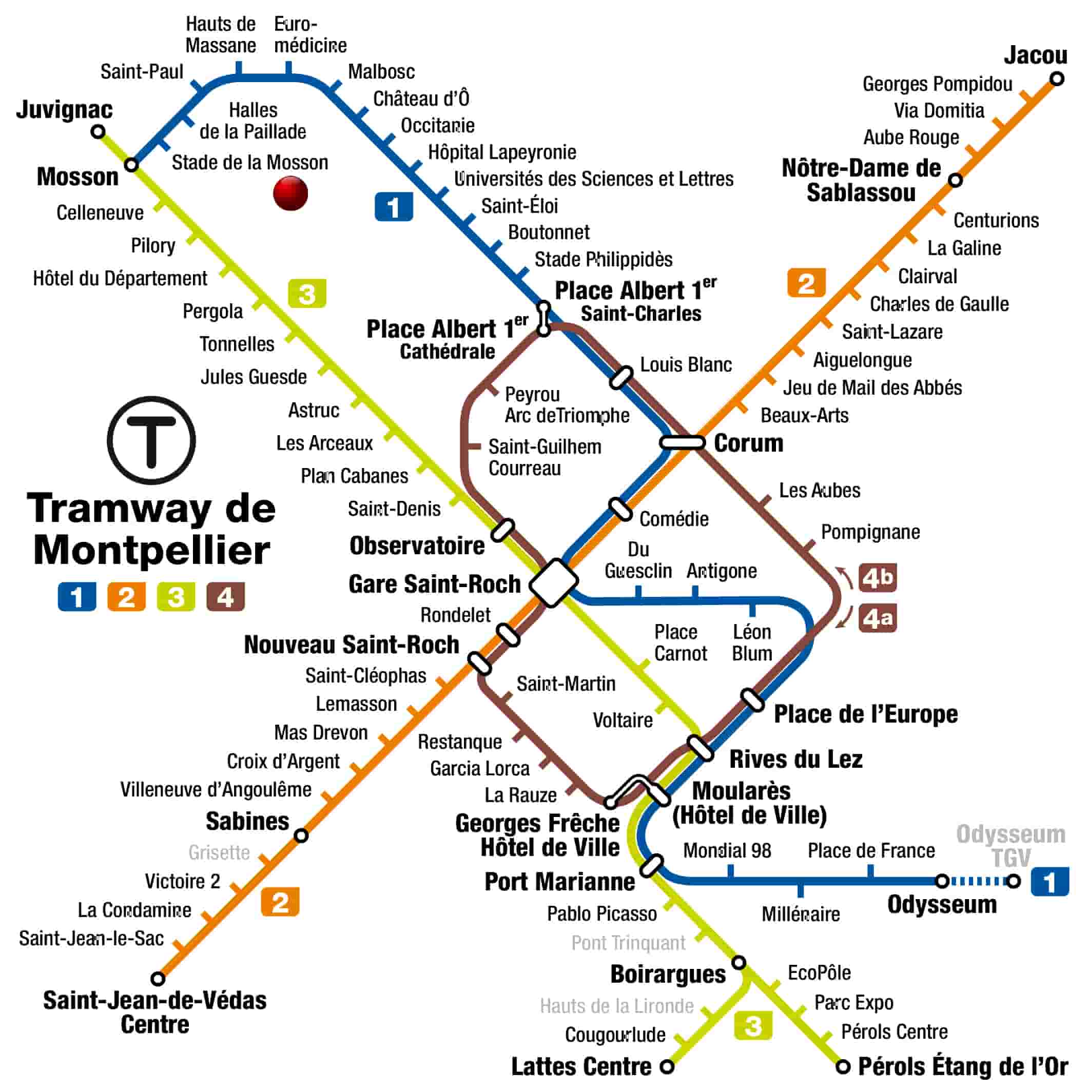 plan-lignes-tram-trasnsport-vers-gite-chambres-table-hotes-montpellier-herault
